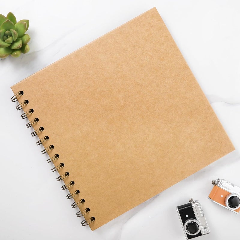 MEMOTOR Scrapbook 10 x 10 Inch DIY Photo Album, Memory Book for Parents and Kids, Hardcover Kraft Paper Brown 40 Sheets/ 80 Pages - Image 1
